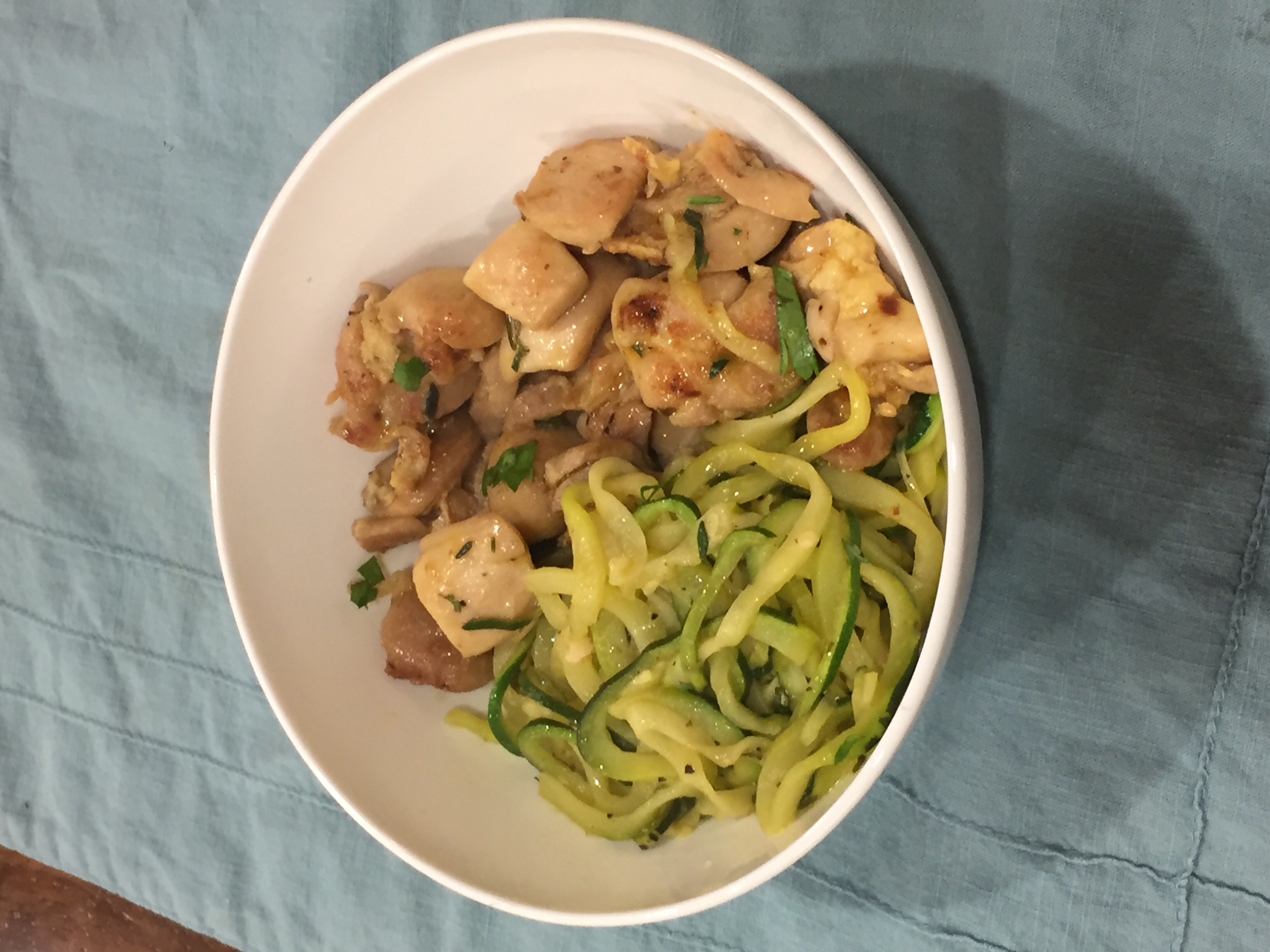 Garlic Butter Chicken and “Zoodles” Owens Dining Labs